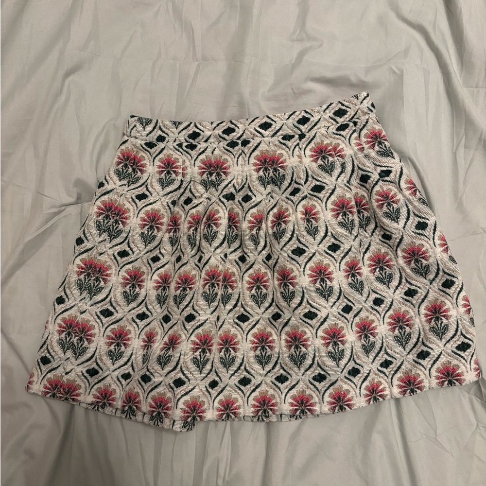 Zara girls embroidered Skirt Pink Off White Floral Embroidered Size 9/10